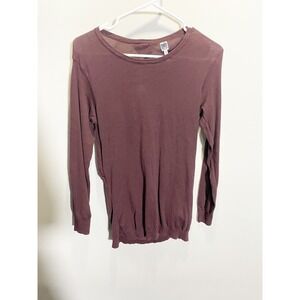 Free Press Womens Plum Mauve Open Drape Back Long Sleeve Knit Top XS
